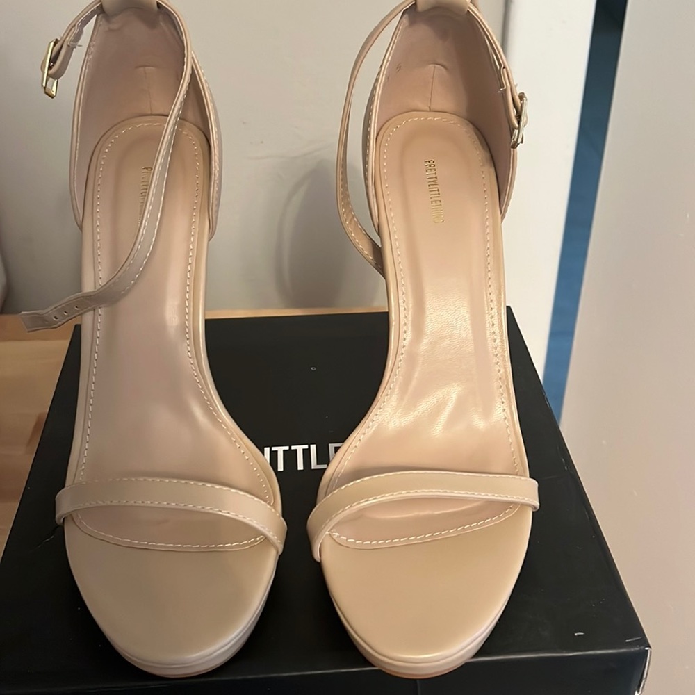 Nude Single Strap Heeled Sandals